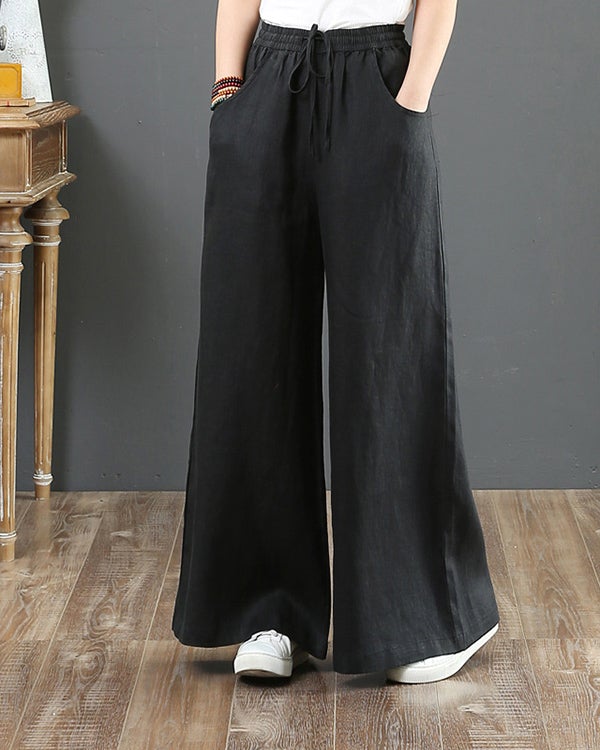Women's Casual Cotton and Linen Loose Wide-Leg Pants S-3XL