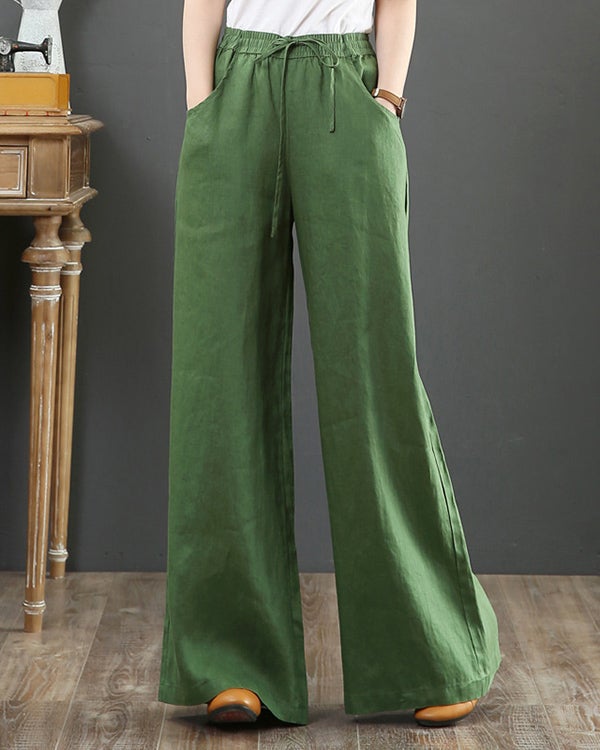 Women's Casual Cotton and Linen Loose Wide-Leg Pants S-3XL