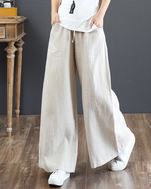 Women's Casual Cotton and Linen Loose Wide-Leg Pants S-3XL