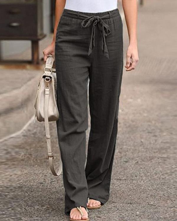 Plus Size Women's Linen Cotton Straight Pants