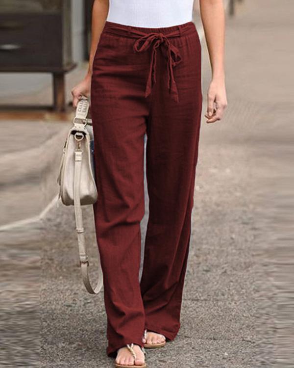 Plus Size Women's Linen Cotton Straight Pants