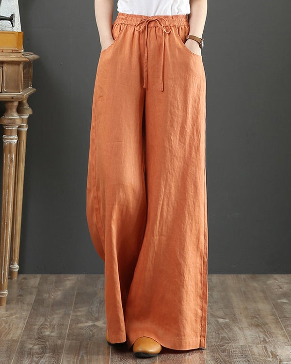 Women's Casual Cotton and Linen Loose Wide-Leg Pants S-3XL