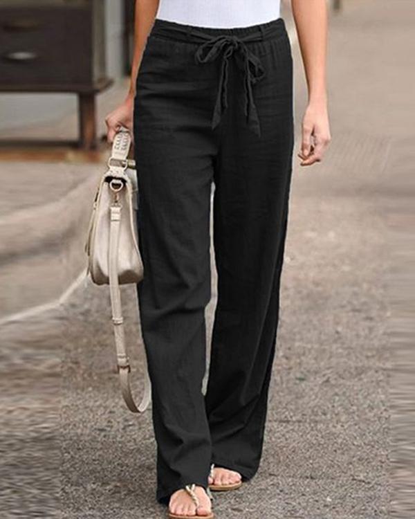 Plus Size Women's Linen Cotton Straight Pants