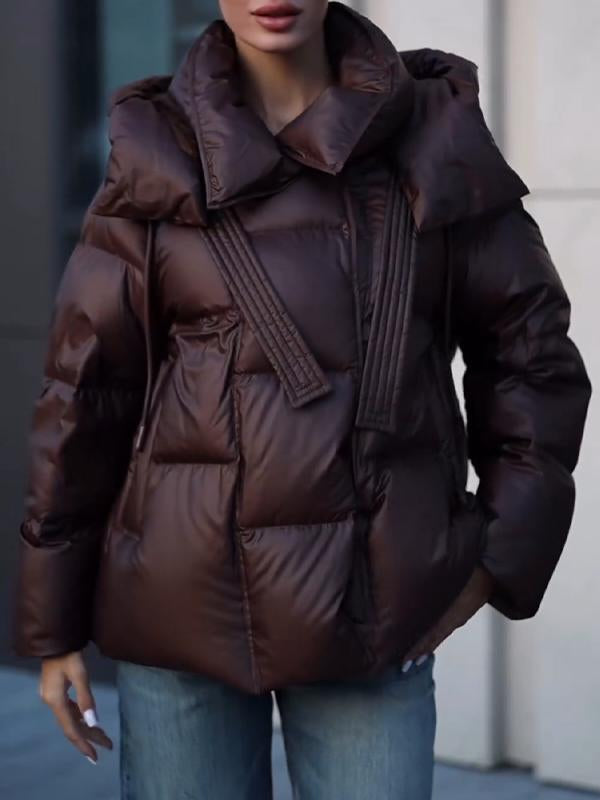 Manteau en coton décontracté à capuche et à manches longues pour femmes