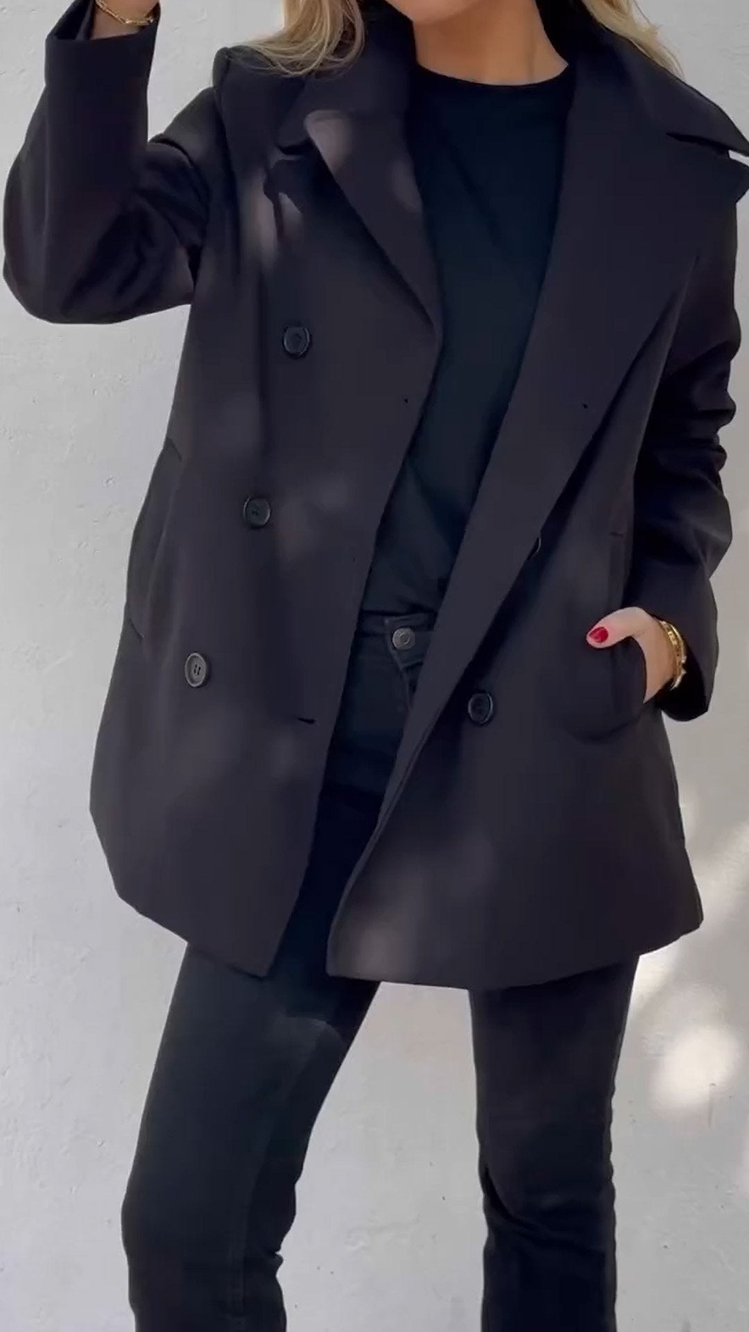 Manteau chaud texturé haut de gamme décontracté pour femmes