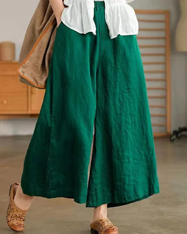 Pantalon ample décontracté en lin
