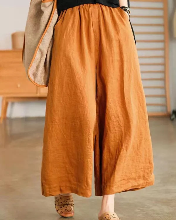 Pantalon ample décontracté en lin