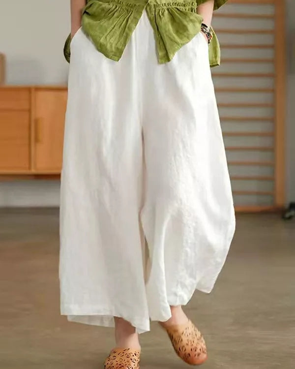 Pantalon ample décontracté en lin