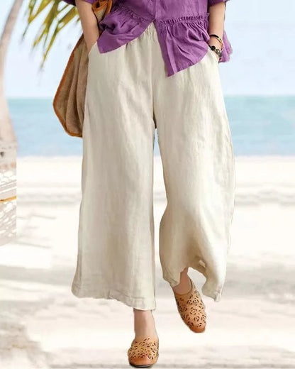 Pantalon ample décontracté en lin