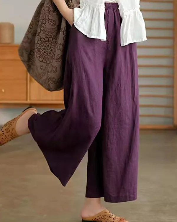 Pantalon ample décontracté en lin