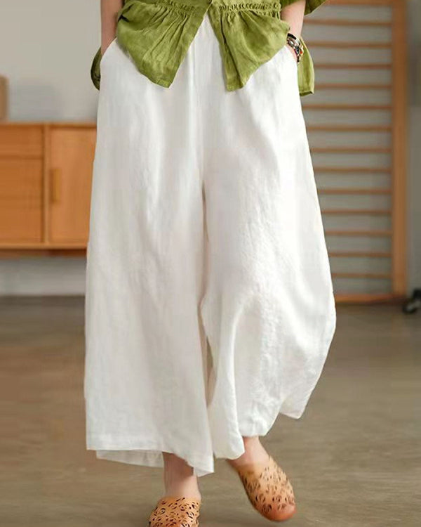 Pantalon ample décontracté en lin