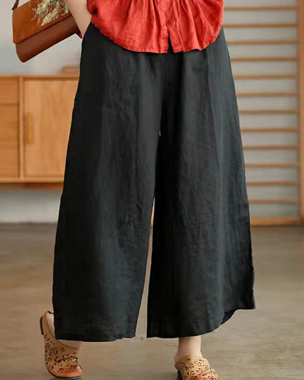 Pantalon ample décontracté en lin