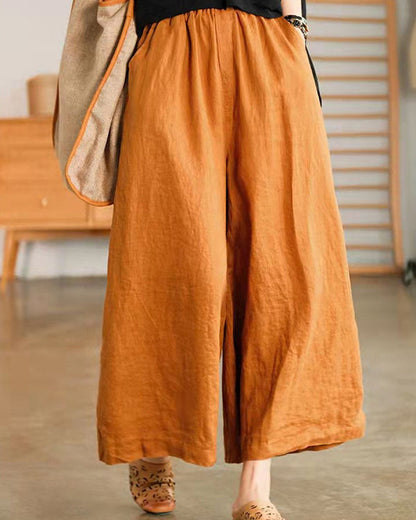 Pantalon ample décontracté en lin