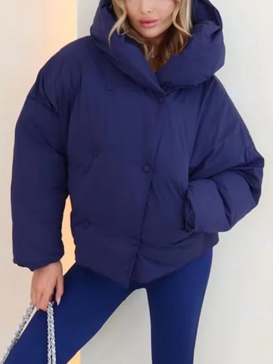 Manteau en coton décontracté à capuche et manches longues pour femmes, couleur unie
