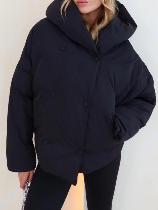 Manteau en coton décontracté à capuche et manches longues pour femmes, couleur unie