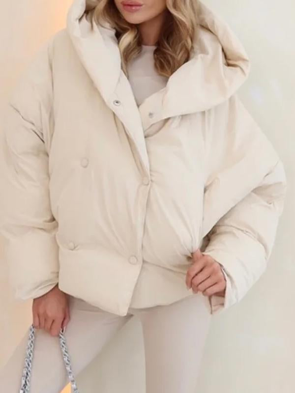 Manteau en coton décontracté à capuche et manches longues pour femmes, couleur unie