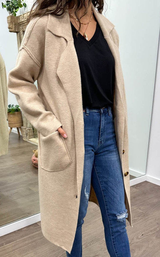 Manteau Cardigan décontracté de couleur unie pour femmes