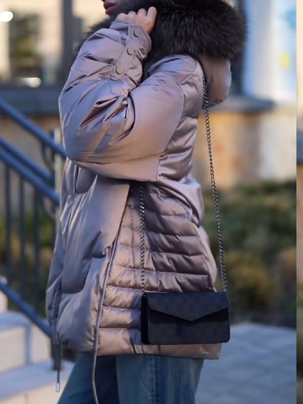 Manteau en coton décontracté à capuche et manches longues en fourrure pour femmes