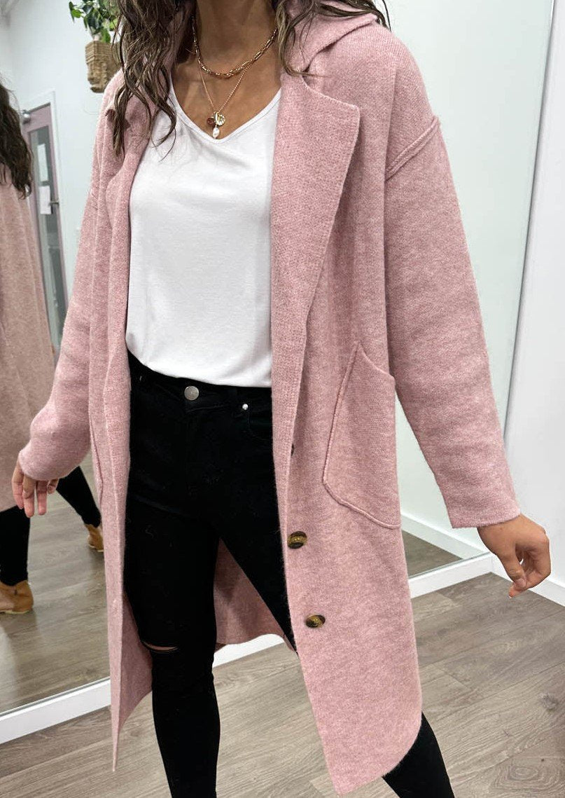 Manteau Cardigan décontracté de couleur unie pour femmes