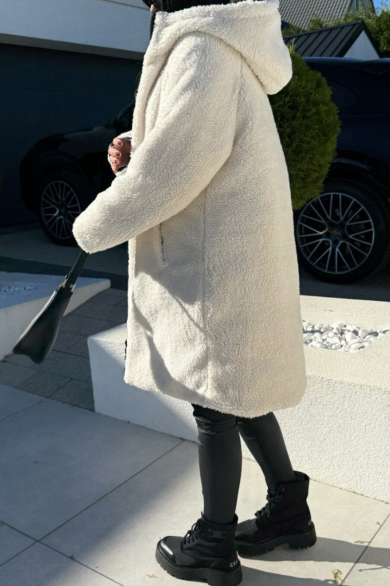 Manteau chaud en fourrure réversible à manches longues FHooded pour femme