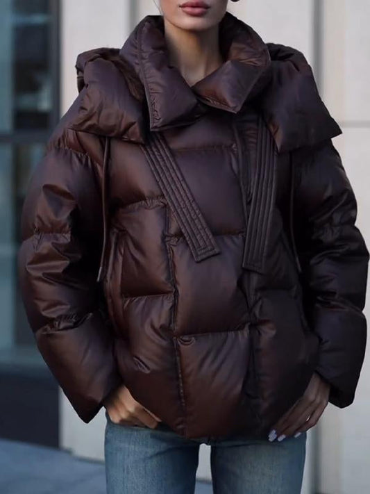 Manteau en coton décontracté à capuche et à manches longues pour femmes