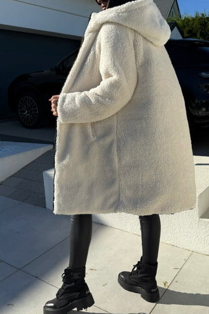 Manteau chaud en fourrure réversible à manches longues FHooded pour femme