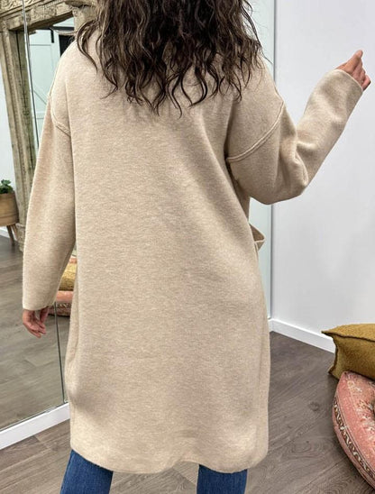 Manteau Cardigan décontracté de couleur unie pour femmes