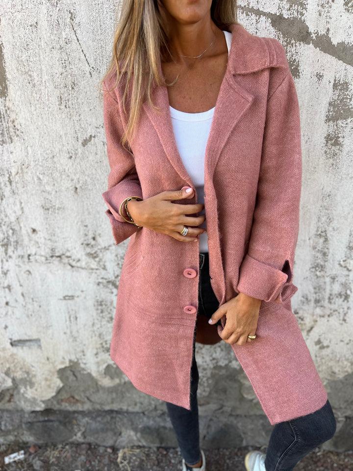Manteau long décontracté à revers et simple boutonnage